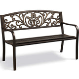 Garden Bench Outdoor Patio Bench for Outdoor, Park, Yard, Entryway, Iron Metal Frame