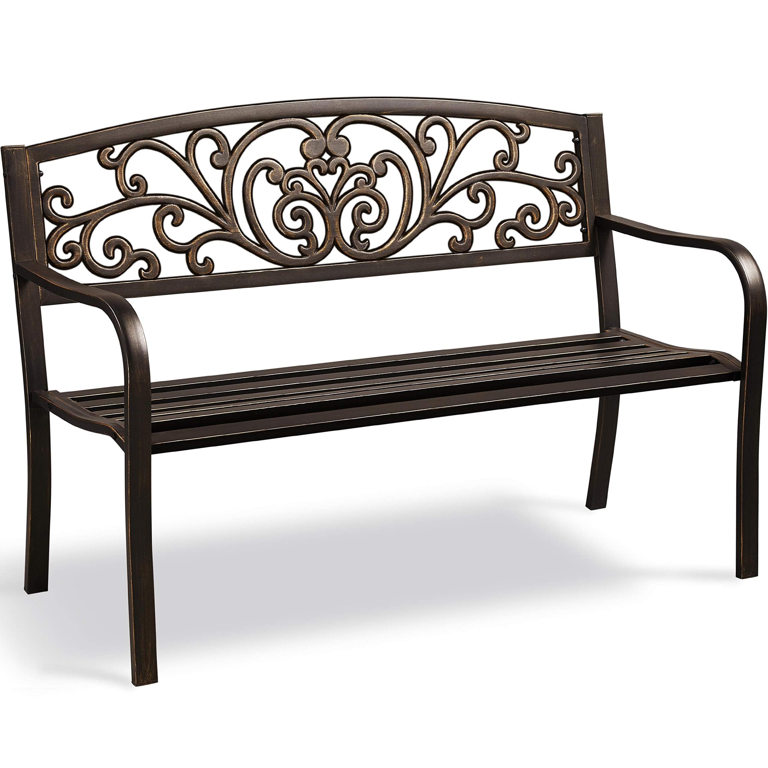 Garden Bench Outdoor Patio Bench for Outdoor, Park, Yard, Entryway, Iron Metal Frame