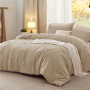 Queen Size Comforter Set - Khaki Prewashed Bedding 3-Piece
