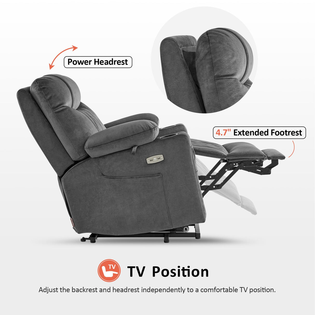 Lay Flat Dual Motor Power Lift Recliner Chair Sofa with Massage