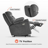 Lay Flat Dual Motor Power Lift Recliner Chair Sofa with Massage