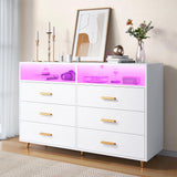 Dresser, Dresser for Bedroom, White Dresser with LED, Wood Dressers & Chests