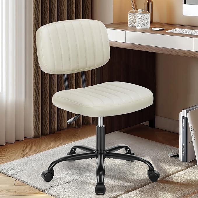 Armless Home Office Desk Chair -Small Ergonomic with Low Back Lumbar Support