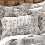 Ophelia Quilt Set - Full/Queen Quilt and Two Standard Shams - Floral - Taupe Grey Cream Blush