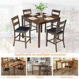 Wood 5-Piece Dining Table Set, Mid Century Modern Dining Table W/ 4 Chairs, Chairs