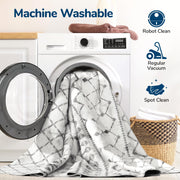 Lessymo 5x7 Area Rugs 5x7, Machine Washable Modern Area Rug, Super Soft Faux-Wool Carpet for Living Room Bedroom Dining Room, Non-Slip Low Pile, Grey White