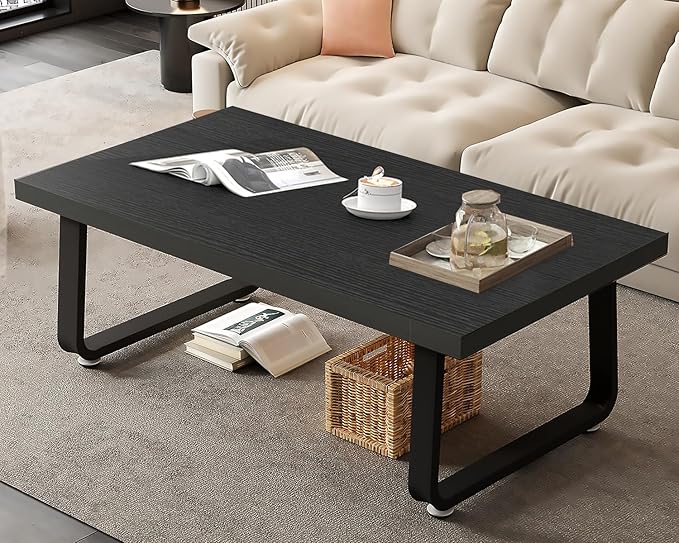 Wooden Coffee Table, Industrial Rectangle Center Table, Modern Minimalist Coffee Table