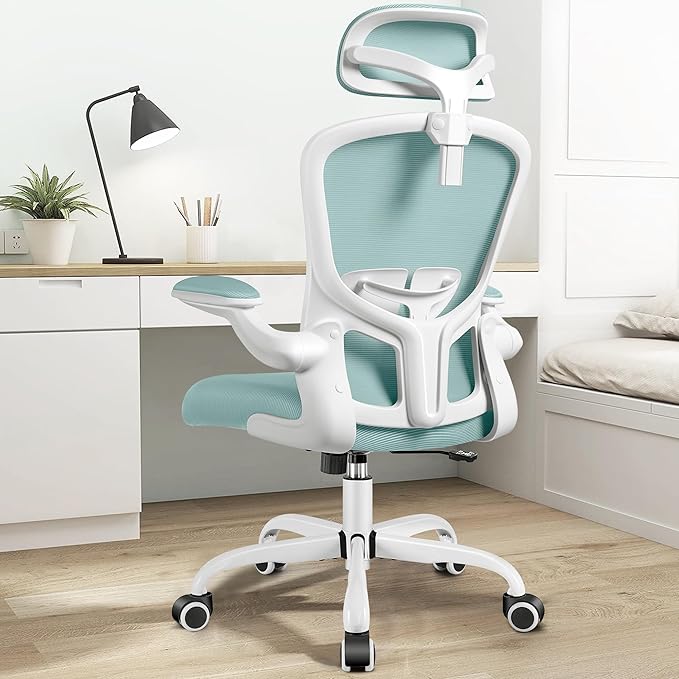 Office Chair with Headrest, Ergonomic Desk Chair with Wheels, Task Swivel Comfy Chair