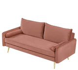 Container Luxury 2-Piece Sofa Set, Chesterfield-Inspired Design with Scrolled Arms, Nailhead Accents & Channel Tufting, Soft Velvet Upholstery, High-Density Foam for Comfortable Seating, Rose