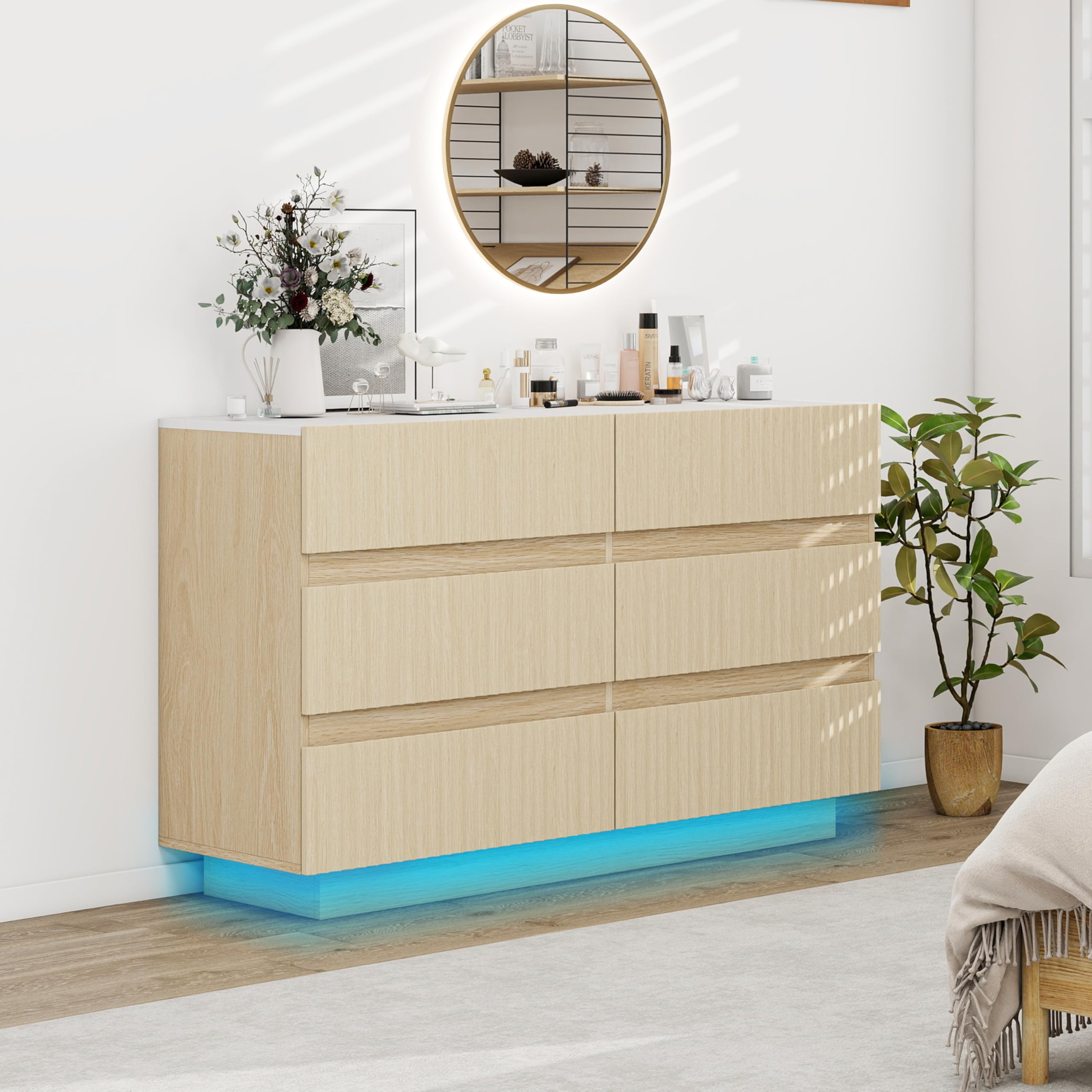 6 Drawers Dresser,Double Dresser Chest of Drawers