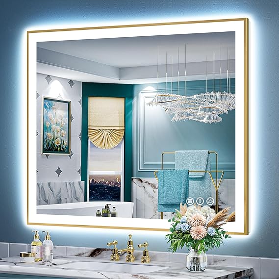 Mirror for Bathroom with Front and Backlit, Anti-Fog LED Bathroom Mirror