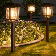 Solar Outdoor Lights 15 LM Garden Lights with Metal Glass, 2-Tone Bronze & Wood