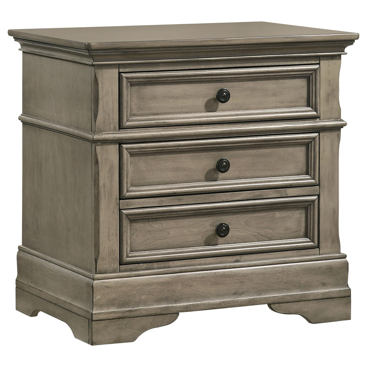 Home Furnishings Manchester 3-Drawer Nightstand Wheat