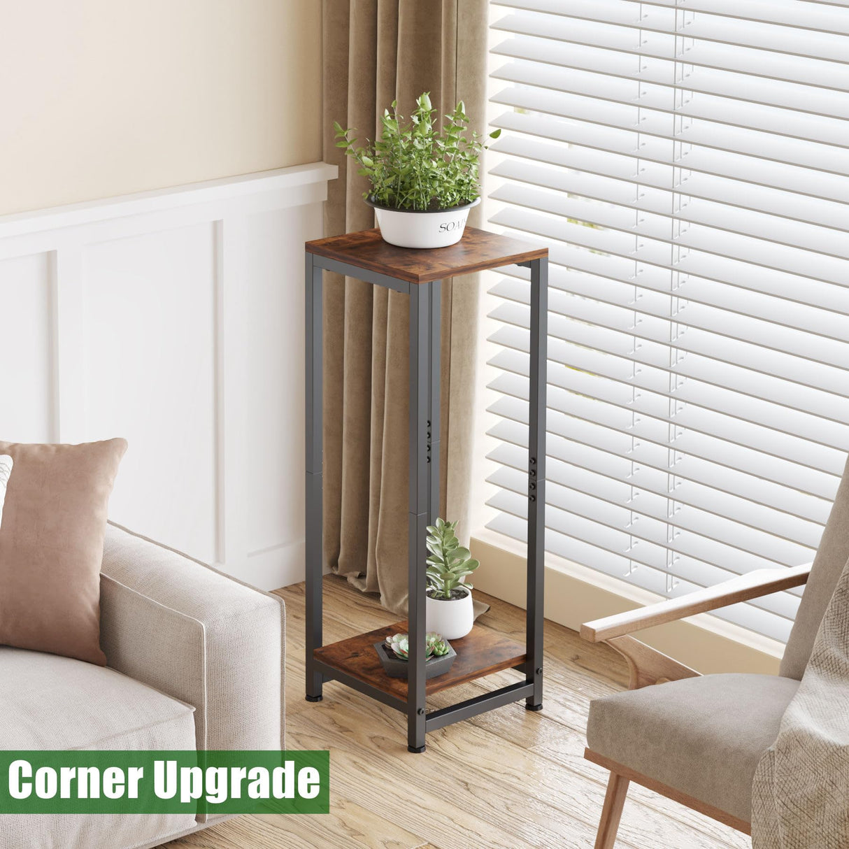 ZenLeaf 2-Tier Tall Plant Stand - Wood Plant Table