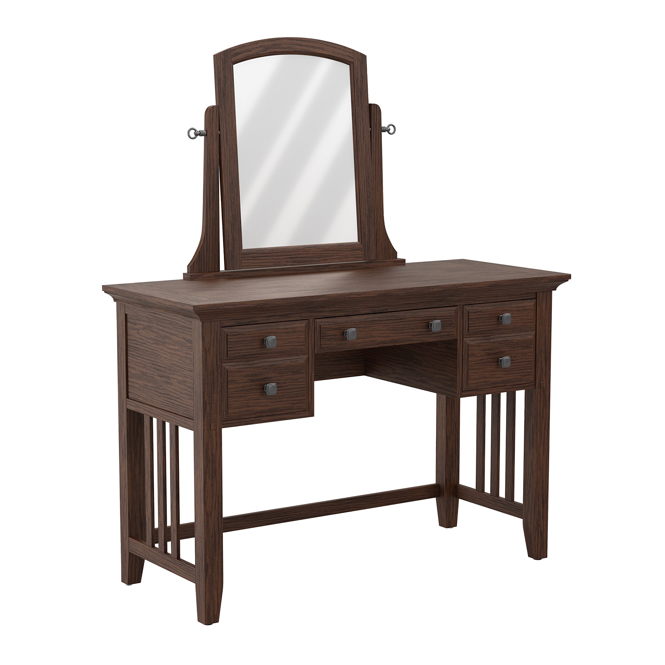 OSP Home Furnishings Modern Mission Vintage Oak Vanity with Mirror