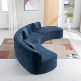 Modern Minimalist Curved Sofa with 3 Soft Throw Pillows