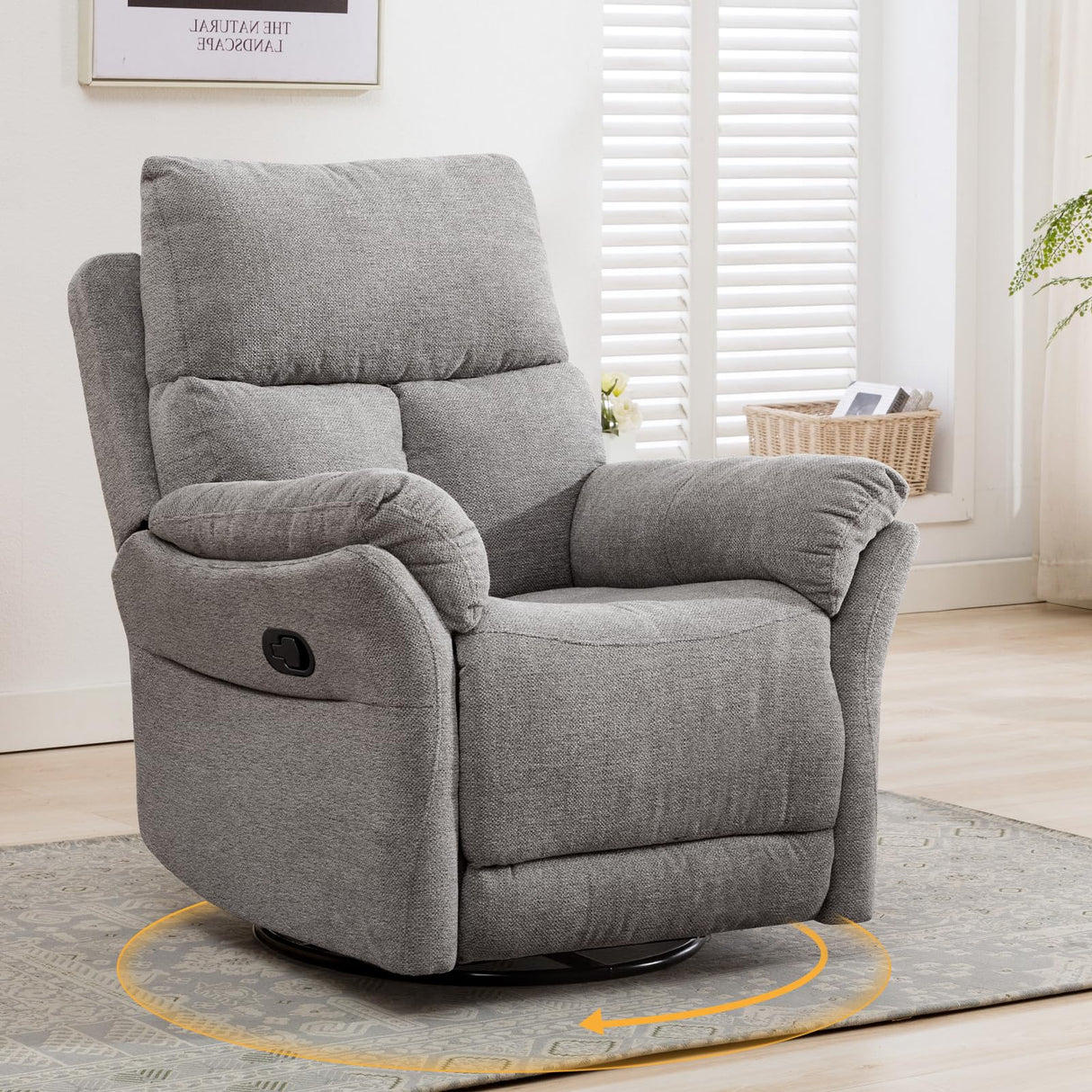 Swivel Rocker Recliner Nursery Chair, Manual Glider Rocking Recliner Chairs for Adults,