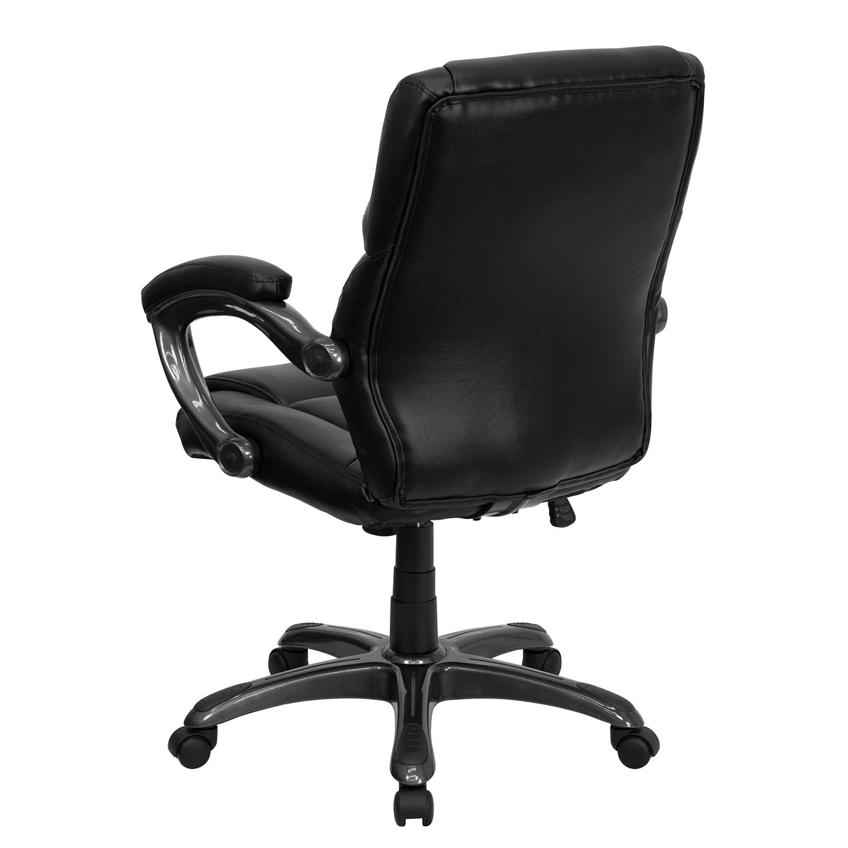 Megan Mid-Back Black LeatherSoft Overstuffed Swivel Task Ergonomic Office Chair