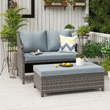 2-Piece Outdoor Patio Furniture Wicker Love-seat and Coffee Table Set