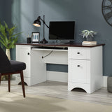 Miscellaneous Office Computer Desk with Drawers, Soft White