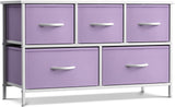 Kids Dresser with 5 Drawers - Storage Chest Organizer Unit with Steel Frame