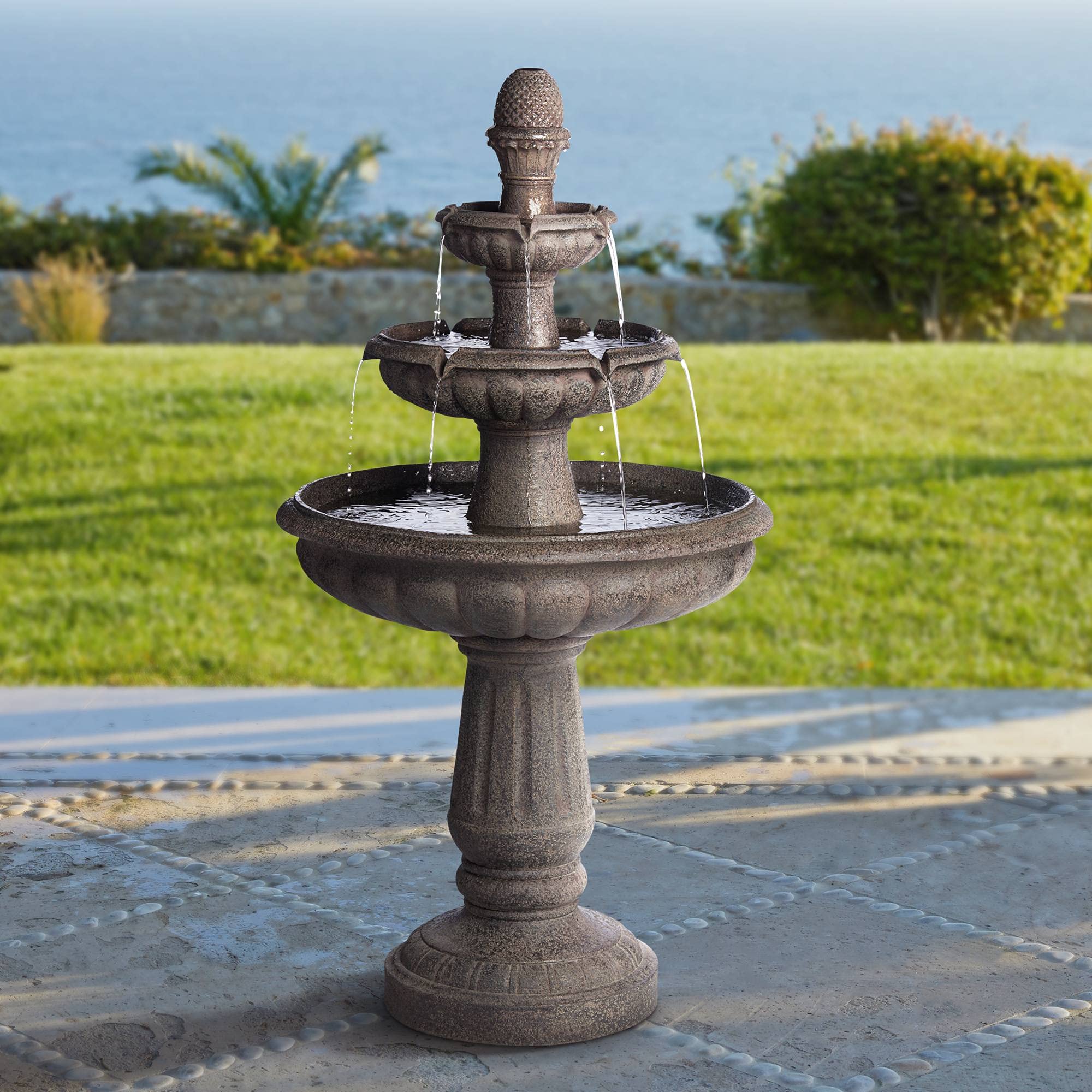 Rendaux Italian Style 3 Tier Outdoor Floor Water Fountain