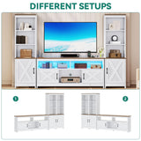 Farmhouse TV Stand for 65" TVs with LED Lights & Storage