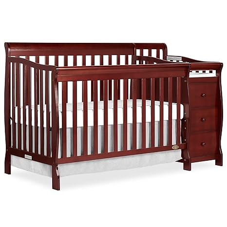 5 In 1 Brody Convertible Crib With Changer In White, Greenguard Gold Certified, Comes With 1" Changing Pad, Non-Toxic Finish, Made Of Durable Pinewood