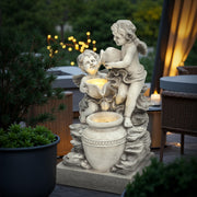 30 Inch Outdoor Water Fountain, Resin Angels Water Fountains Indoor and Outdoor