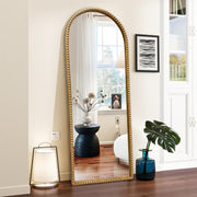 Vintage Gold Arch Floor Mirror 20"x53" - Full Length Wall Mirror with Beaded Metal Frame