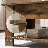 Vintage Coffee Table, Lift Top Coffee Table with Large Hidden Storage Shelf