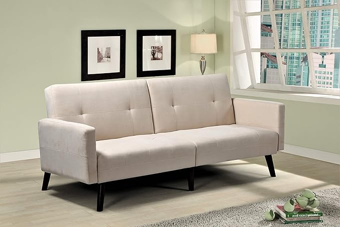 Velvet Square Arm Sofa Bed Sofabed, Dark Grey