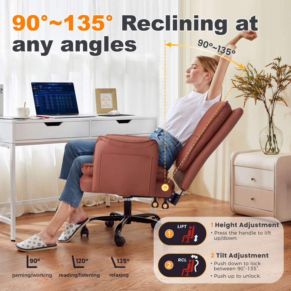 Heavy Duty Big and Tall Executive Office Chair - 400lbs Capacity