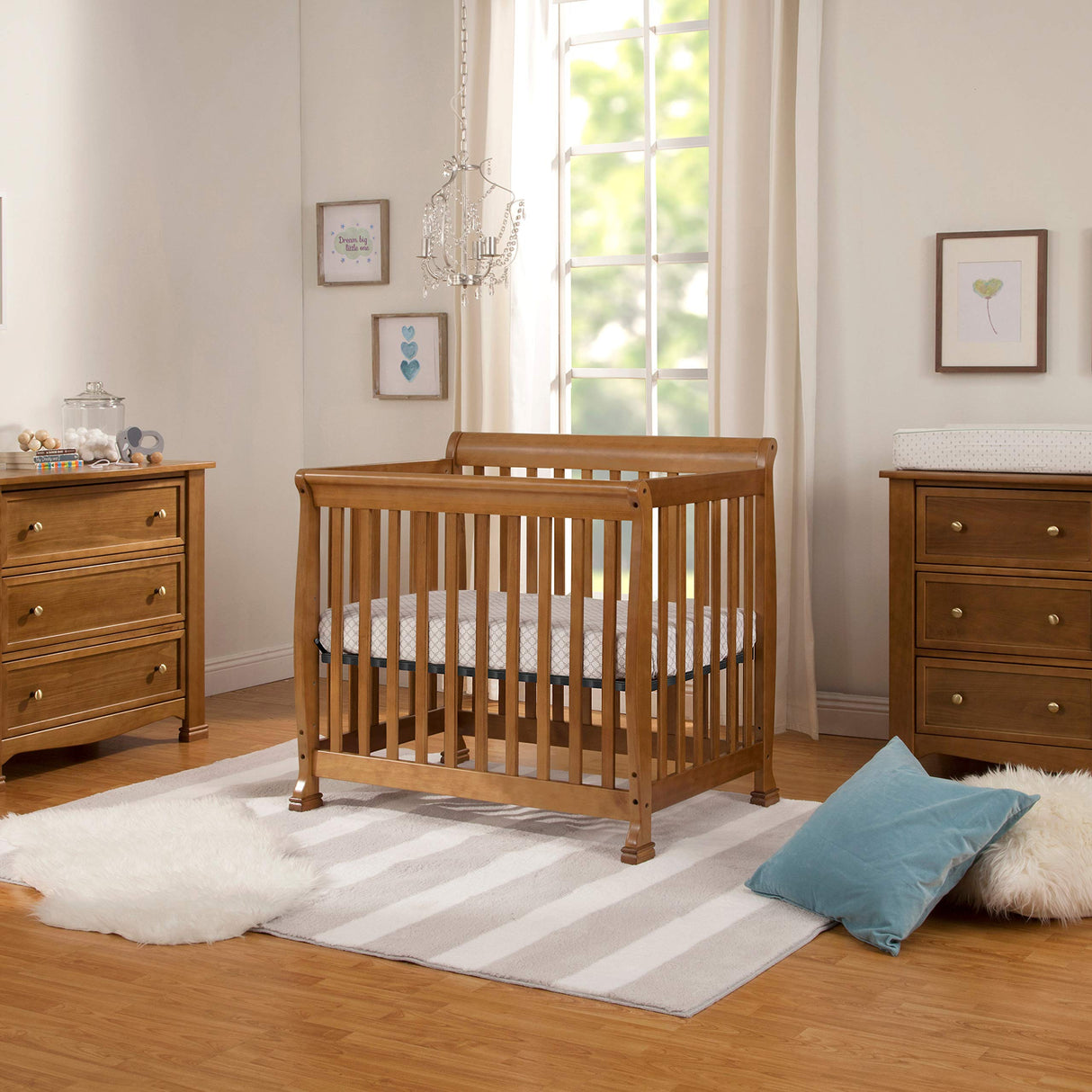 4-in-1 Convertible Mini Crib in Chestnut | Greenguard