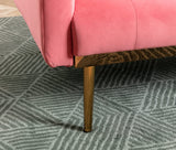 Convertible Velvet Futon Sofa Bed, Upholstered Loveseat Sleeper Couch with 3 Reclining Angles and 2 Pillows, Modern Living Room Sofa Couch with 5 Solid Metal Legs for Guest Room, Office, Peach