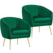 Accent Chair, Modern Barrel Vanity Chair with Gold Metal Legs, Tufted Accent