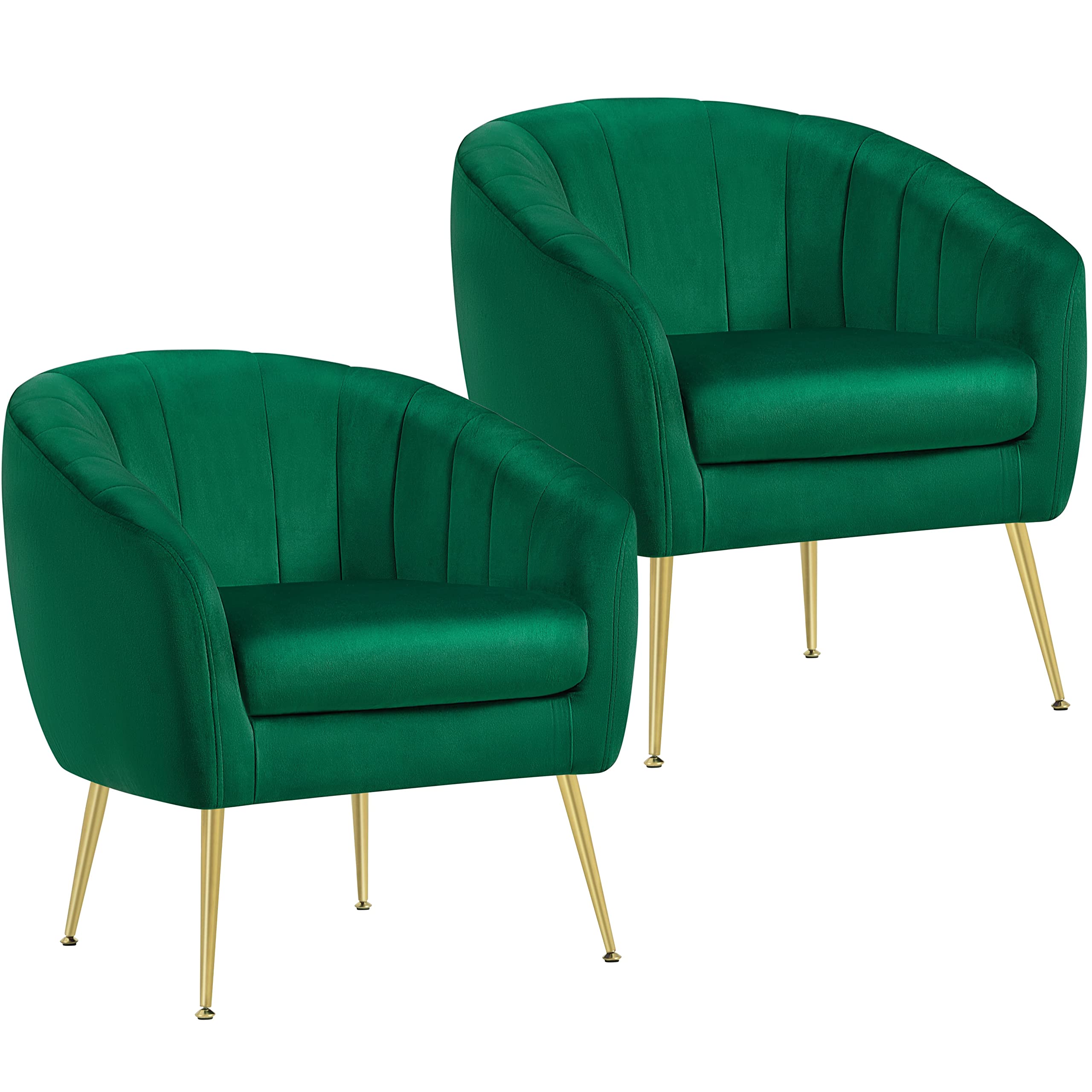 Accent Chair, Modern Barrel Vanity Chair with Gold Metal Legs, Tufted Accent