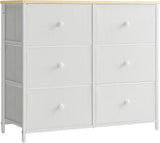 Dresser for Bedroom, Chest of Drawers, 6 Drawer Dresser, Closet Fabric Dresser with Metal Frame, Gray and Black w