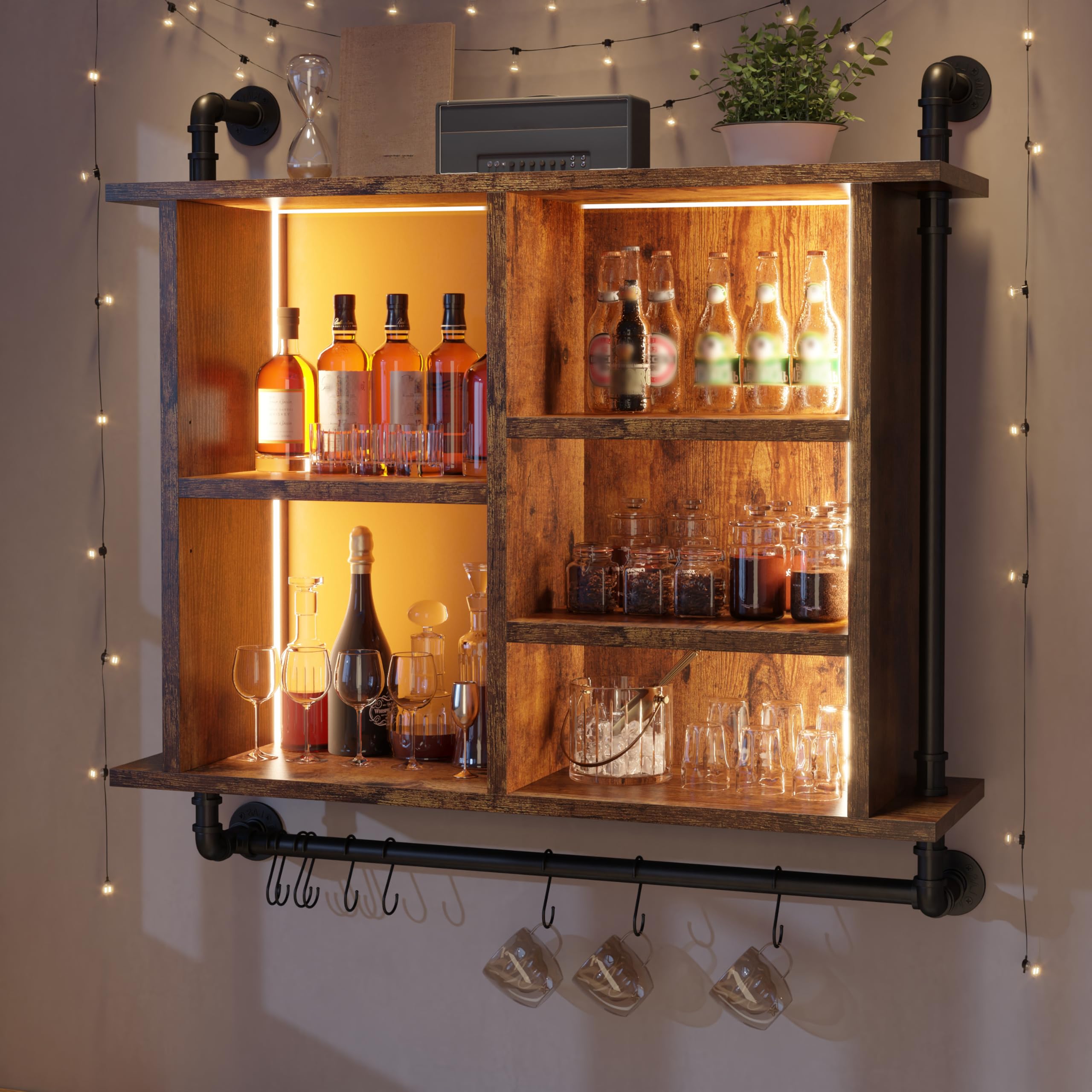 37" Floating Shelves for Wall with Led Wall Shelves for Kitchen