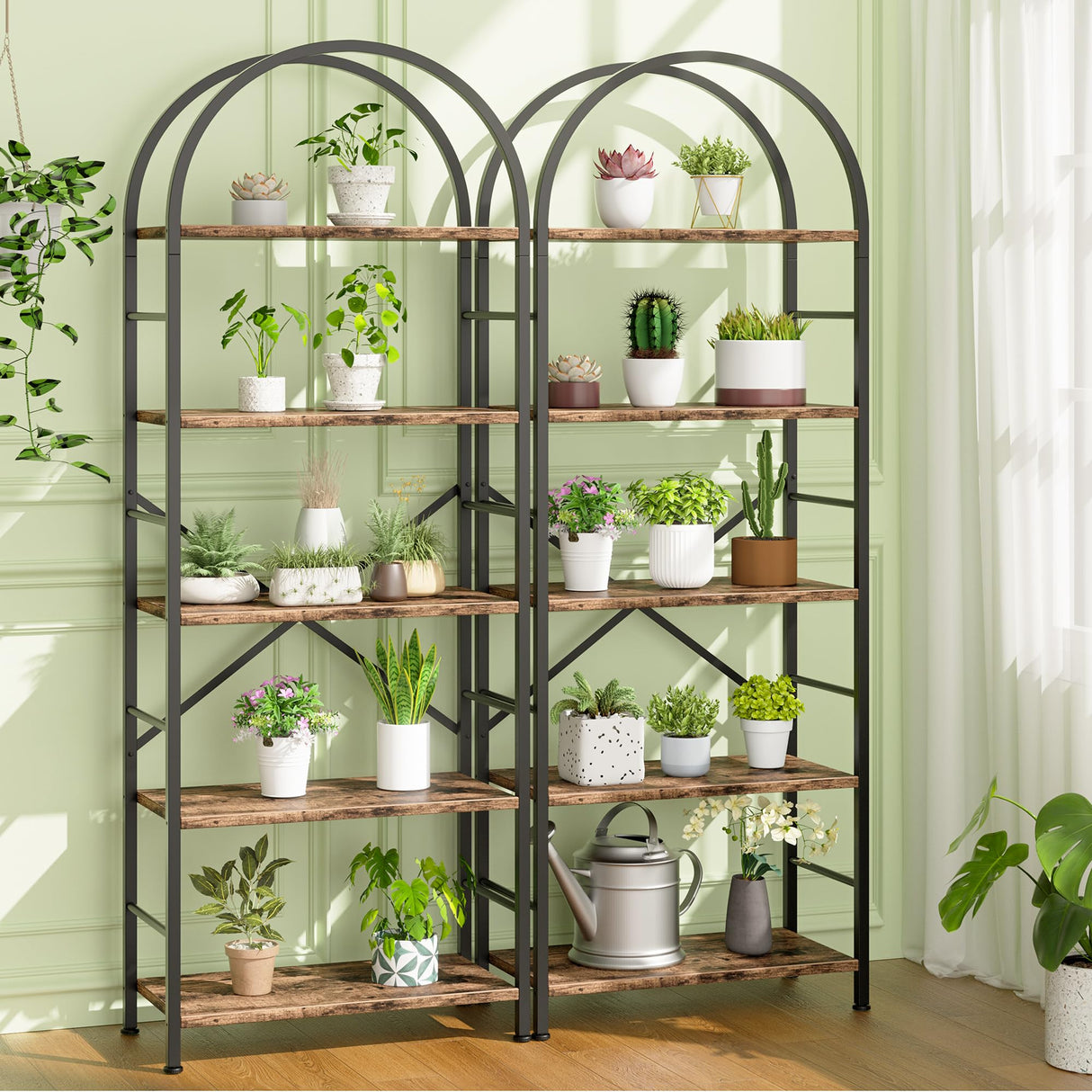 Bookshelf, Arched Bookshelf 5 Tier Bookcase, Tall Bookcase Shelf for CDs/Books