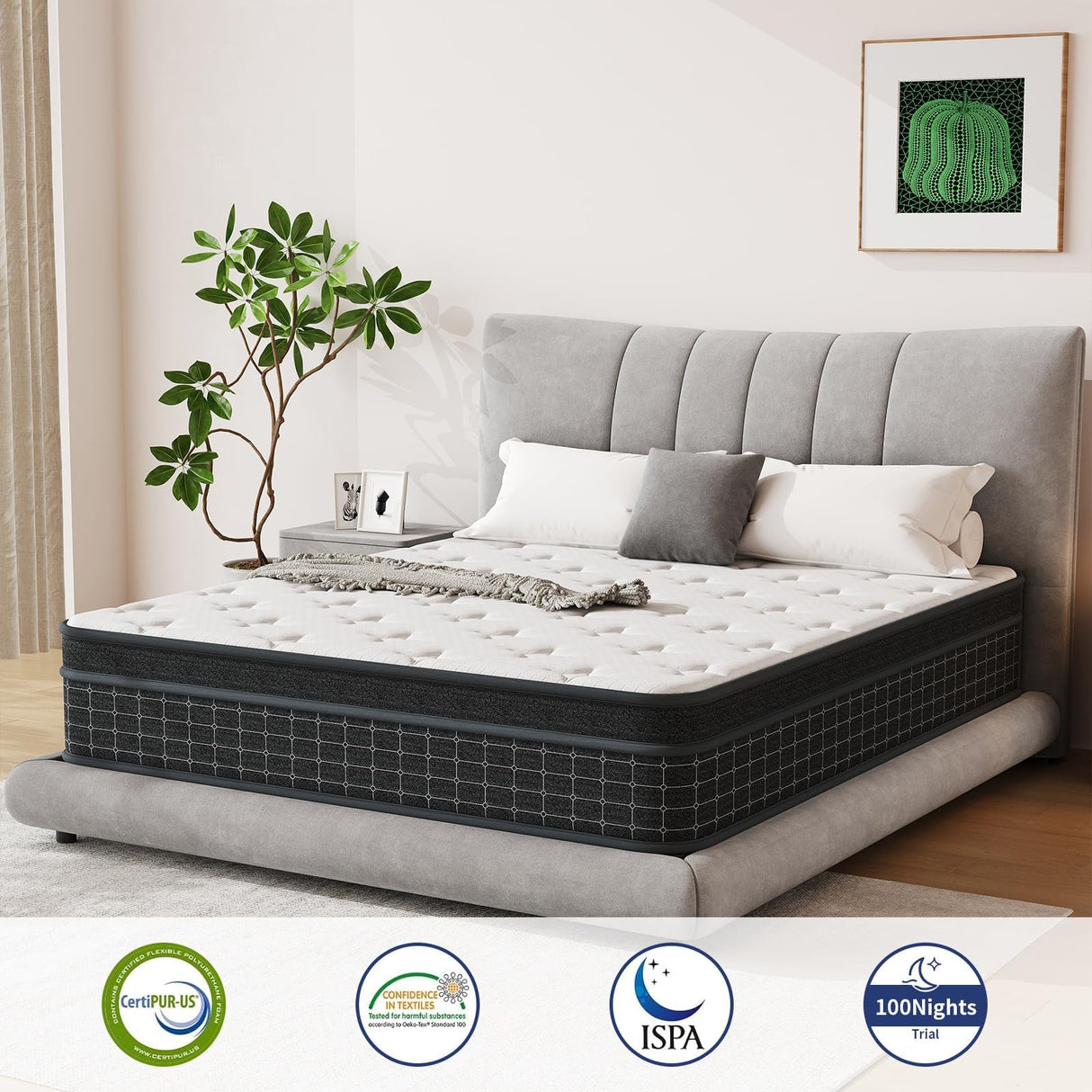 King Size Mattress, 12 Inch King Mattress in a Box, Memory Foam Hybrid Matress with Individual Pocket Spring