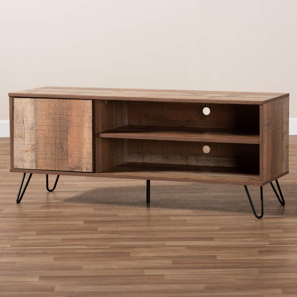 TV Stands, One Size, Rustic Oak/Black
