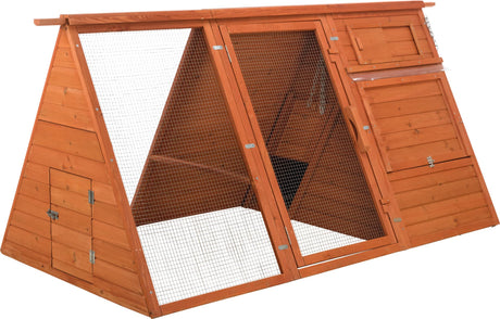 Mobile A-Frame Chicken Coop with Run, 2 Nesting Boxes, Roosting Poles, Wheels