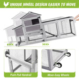 Chicken Coop Mobile Hen House On Wheels Easy to Move Wooden Poultry Cage