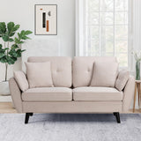 63" Modern Loveseat Sofa Couch,Mid Century Couches for Living Room, Upholstered 2-Seat Love Seats with Pillow, Comfortable Small Space Sofa for Bedroom, Apartment