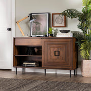 Mid-Century Modern Wood Kitchen Buffet Sideboard-Entryway Serving Storage Cabinet Doors