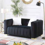 62.6'' Loveseat Chesterfield Sofa Couch for Living Room, Velvet Modern 2-Seat