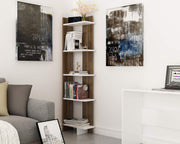 AL67BCB02 67 x 18 x 9 in. Alice Accent Corner Unit Bookcase - Walnut