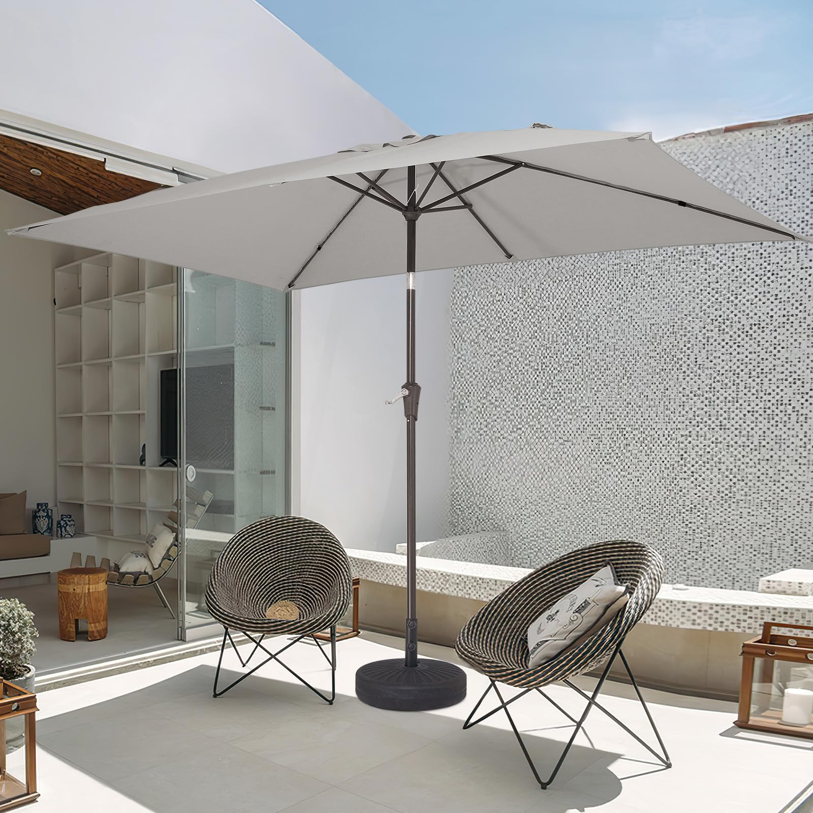 6.5x10 ft Rectangular Patio Umbrellas Outdoor Market Umbrella with Push Button
