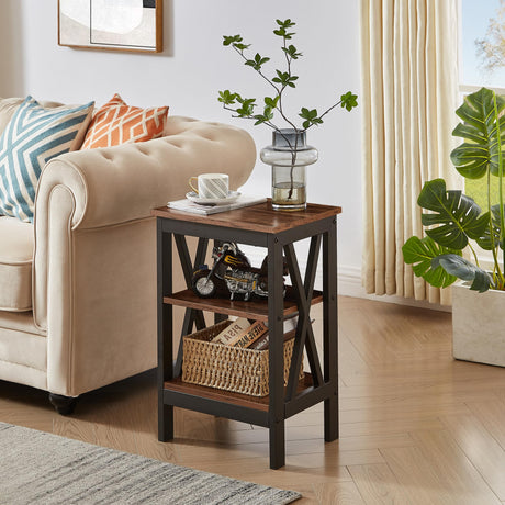 Versatile Side/End Table with Storage Shelf Nightstands for Living Room